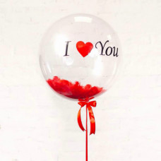 Шар прозрачный (61 см.) Bubble, I love you. 1 шт.