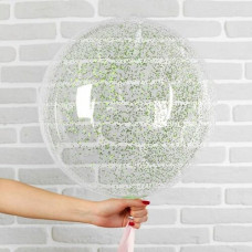 Шар прозрачный (61 см.) Bubble с зелеными блестками. 1 шт.