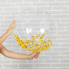 Шар прозрачный (61 см.) Bubble. с желтым конфетти. 1 шт.